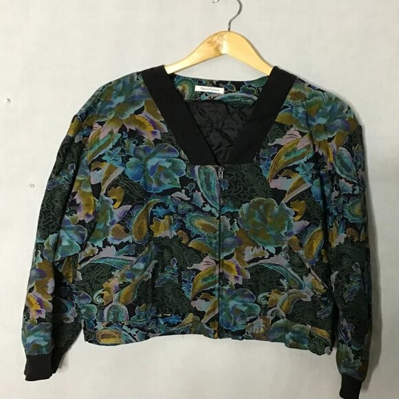Rene Fabian Womens Multicolor Full Zip Floral Long Sleeve Jacket With Pockets - Picture 1 of 6